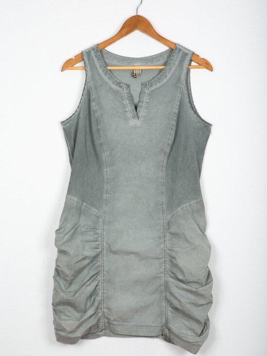 XCVI Dresses & Skirts - XCVI Washed Gray Cotton Ruched Side Sleeveless Dress Medium Y2K Cargo M